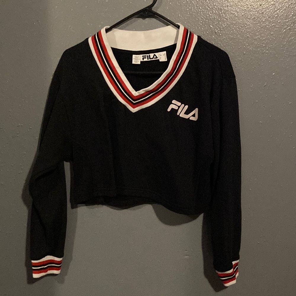 Navy Blue, M fila cropped sweater.